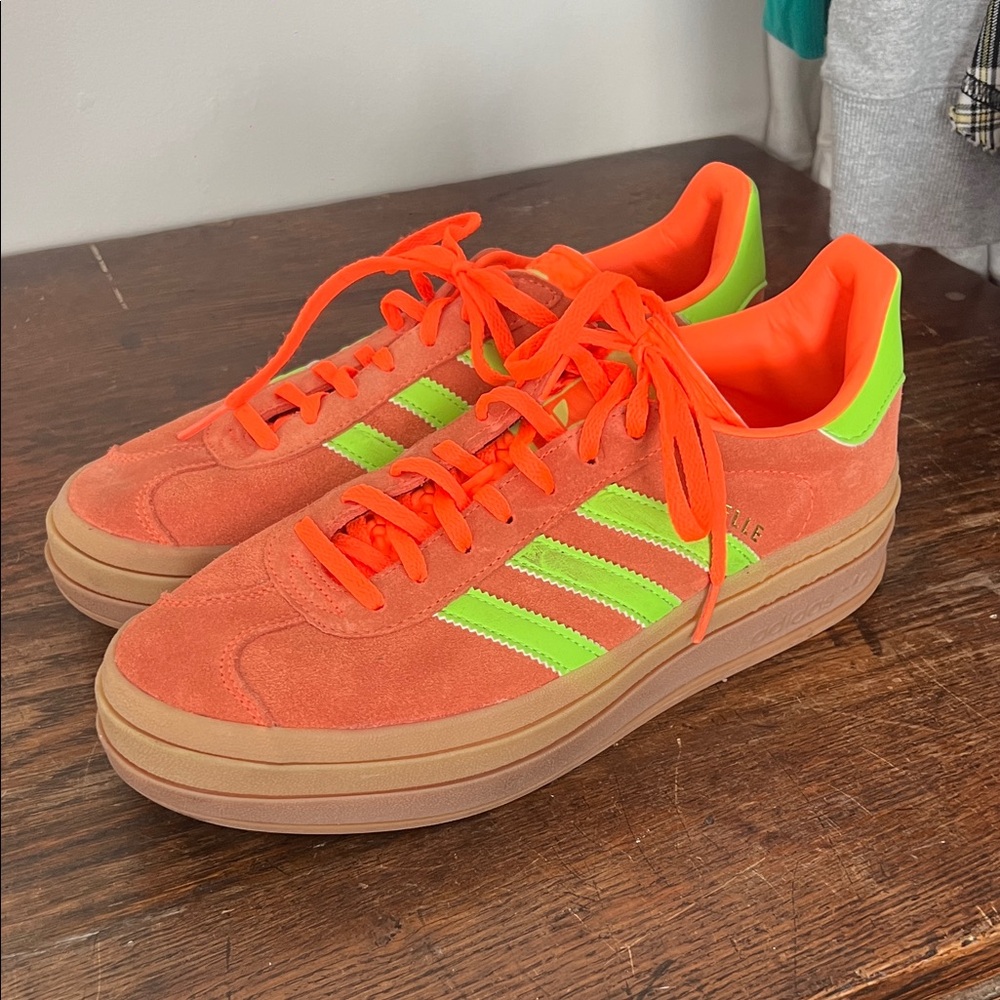 Adidas Bright Orange and Neon Green Shoes